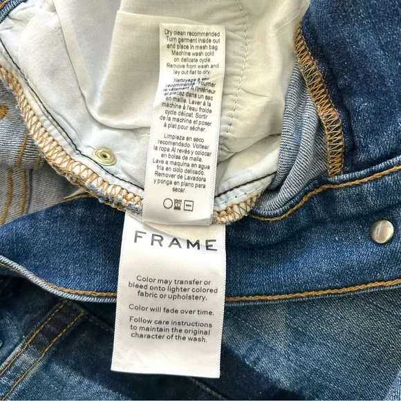 FRAME Denim Le Vintage Crop Jeans Flare Two-Tone Contrast Wide Fall Blue Size 25 - Picture 16 of 16